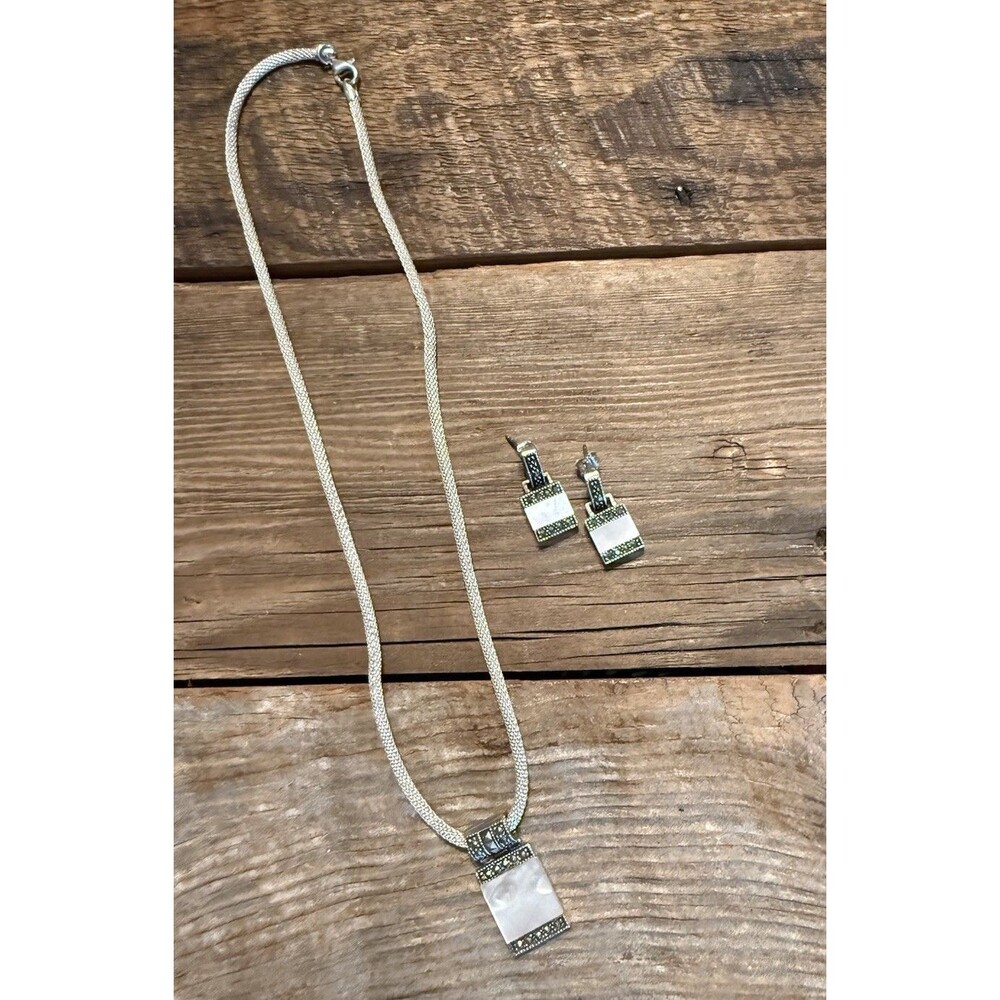 Sterling Silver 925 Necklace & Pendant Earrings Jewelry Set